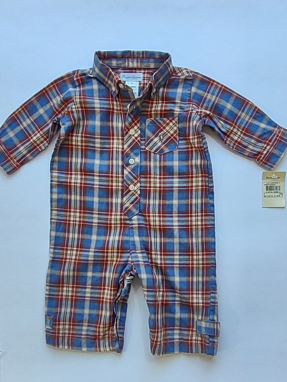 Ralph Lauren Lumberjack Plaid One-Piece Size 6 Month ~ New with Tags